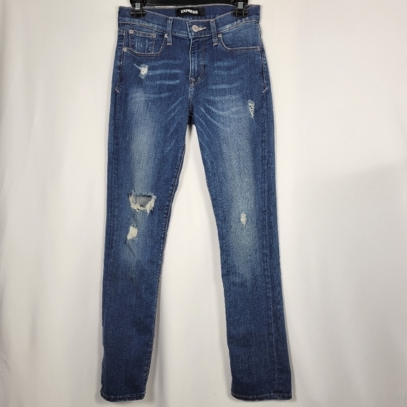 Express Womens Mid Rise Cropped Skinny Stretch Jeans in a Size 2R - Picture 10 of 13